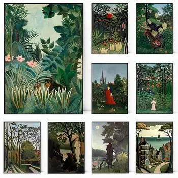 Famous Henri Rousseau Landscape Canvas Painting Modern Forest Posters and Prints Wall Art Picture for Home Living Room Decor 21cm30cm NoFrame