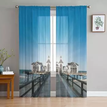 Famous House Island Rugen In Germany Chiffon Sheer Curtains Living Room Bedroom Window Voiles Tulle Curtain 135W x 114H(cm)