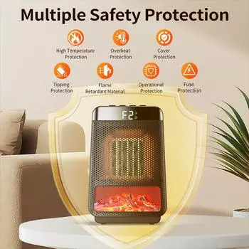 Fan Heater 3D Dynamic Flame Bathroom/Home Heater 1000W Portable Household ECO Electric Heater PTC Fast Heating Shake Head Warmer EU