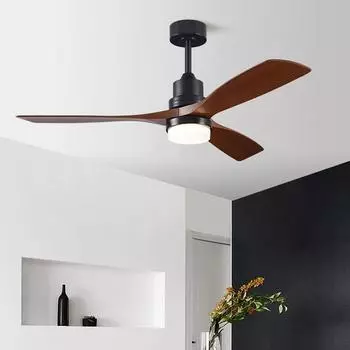 Fan Light Strong Wind Solid Wood Variable Frequency Ceiling Fan Light Dining Room and Living Room Integrated Electric Fan Light With remote control