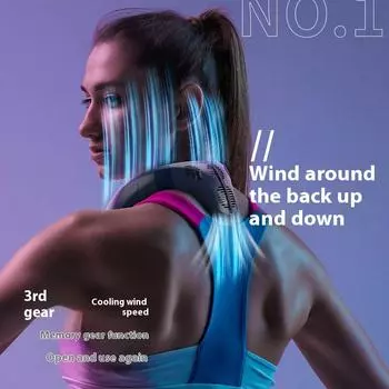 Fan outdoor fan hanging neck cooling and heating device neck air conditioner hanging neck cold compress fan hanging neck air conditioner чёрный