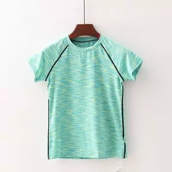 [Fan] Shopping Mall Brand Discount Female New Arrival Sports Running Stretch Silm round Neck Quick-Drying Yoga T-shirt 3004 Green S/155