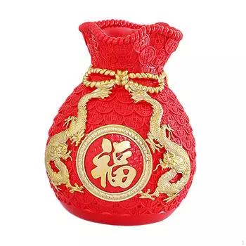 Фэн-шуй Денежный Мешок Статуэтка Настольное Украшение Цветочная Ваза Коллекция Композиции Настольные Red L