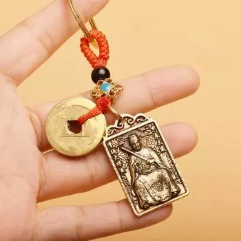 Фэн-шуй Тай Суй карты китайский лунный год дракона 2024 брелок кулон ретро брелок удачи Шарм бронзовый/красный