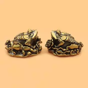 Фэн-шуй Жаба Деньги Латунь Богатство Китайская Фортуна Золотая Лягушка Украшение Домашнего Офиса Удача Подарки Настольный Орнамент