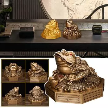 Фэн-шуй Жаба Талисман Поделки Деньги Удача Удача Богатство Китайская Золотая Лягушка Жаба Монета Домашний Офис Украшения для Машины Счастливые Подарки