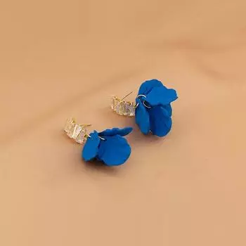 Fancy Accessible Luxury Blue Petal Eardrops Stud Earrings Affordable Luxury Fashion Accessible Luxury Artsy Mosquito Coil Non-Piercing Ear Clip Women [1749] blue petal ear needle