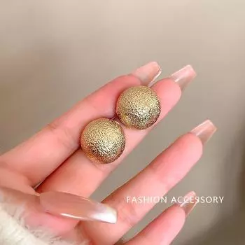 Fancy Accessible Luxury Gold Metal Texture Ball Ear Studs Women s Niche Design Internet-Famous and Vintage Elegant Earrings A2069
