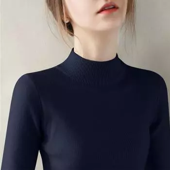 Fancy Black Easiest for Match Long Sleeves Bottoming Shirt Inner Wear Knitting Mock Neck Sweater 2025 Spring New Top Women