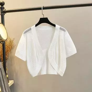 Fancy Cardigan Sling Dress Ice Silk Small Waistcoat White -8411 Ya S