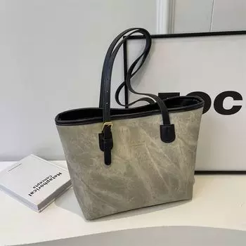 Fancy Fashion All-Match One-Shoulder Commuter Bag Female 2025 Spring and Summer New Arrival Student Class Large Capacity Totes Gray without pendant