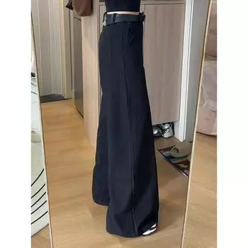 Fancy Loose BF Idle Style Plus Size Ladies Suit Pants Black [regular]] 3XL