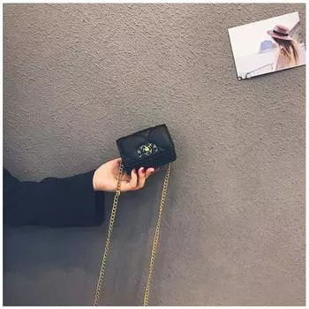 Fancy Niche Style Mini Summer Leisure Chain Women s Bag Black [can not put the phone]]