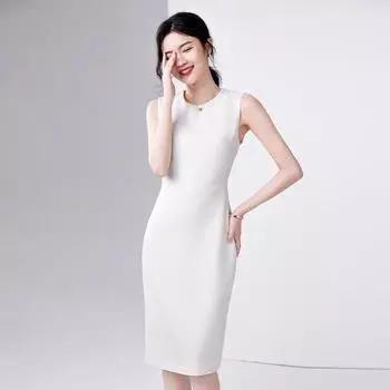Fancy Sleeveless Inner Match Bottoming Little Black Dress 2025 Summer New Arrival Elegant Classic Style Easiest for Match Suit Vest Skirt White 3XL