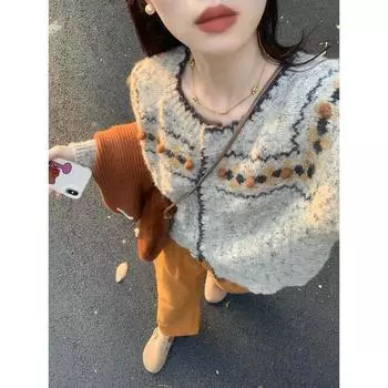 Fancy Super Nice Niche Style Soft Glutinous Gray Sweater Grey S Suggested 37.50 kg-47.50 kg