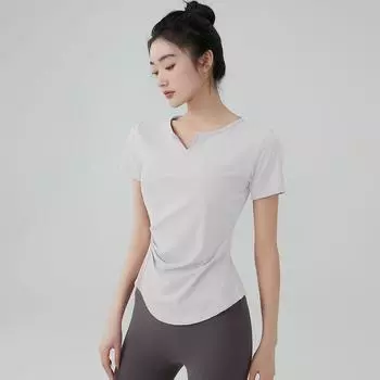 Fancy Yoga Clothes Short Sleeve Women s Summer Thin Sports T-shirt Skinny Slimming Running Training Workout Clothes Tops White S