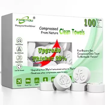 Fancyou сжатое полотенце большое предотвращение стихийных бедствий хлопок плотный 100 штук размер 23 см x компактное полотенце хлопковая салфетка одноразовая для лица идеально подходит для