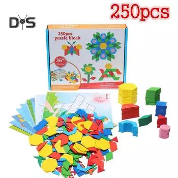 Fancytoy 250 шт. Деревянные головоломки Tangram Geometry Building Brain Training Education Toy one size