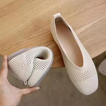 Fangtou, Бабушкины туфли, женские, новые, на мягкой подошве, с вырезами, повседневная обувь, плоская подошва, одинарные туфли 35 бежевый