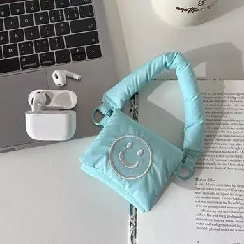 Fanhuabuyu Cute Mini Earphone Bag for Apple AirPods Protective Case Huawei 4e Earphone Case Storage Lake Blue