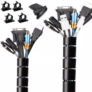 Fanoshon Cable Consolidation Диаметр скрытого провода Внутренний диаметр Длина x Спиральная трубка Крышка кабеля Организующая защита от проказ Предотвращает появление собак и кошек чёрный