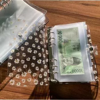 FANSDA 6-отверстий папка-регистратор на молнии карманный денежный органайзер наклейки полный набор, прозрачный, A6 карман полный набор