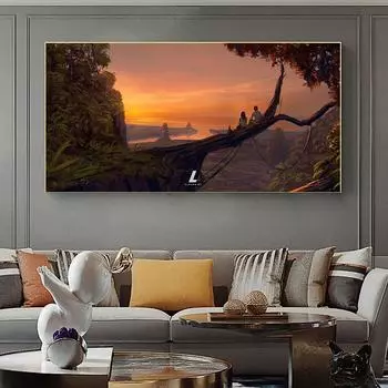 Фантастическая картина маслом для влюбленных, дерево любви, постер, современное настенное искусство, холст, картина для гостиной, спальни, украшение для дома, картина с принтом 21X30cm No Frame