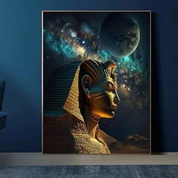 Фантастическая пирамида Landacape, печать плакатов для гостиной, домашний декор, сюрреализм, египетский фараон, холст, картина, настенное искусство, без рамки 21*30cm