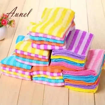 Фантастические 5 шт. кухонные и обеденные полосатые полотенца для мытья посуды, квадратные полотенца из микрофибры 5pcs
