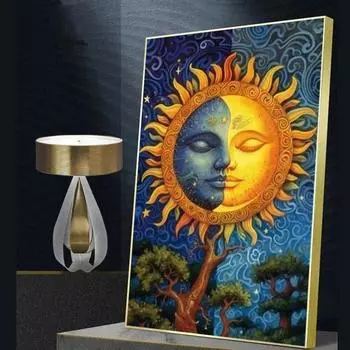 Фантастические принты плакатов с изображением Солнца и Луны для гостиной, домашнего декора, абстрактная солнечная и лунная картина на холсте, настенное искусство, Куадрос, без рамки 21*30cm