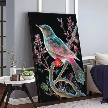 Фантастические птицы, стоящие на ветке, печатные плакаты для гостиной, домашний декор, абстрактная картина с животными на холсте, настенное искусство, эстетика, без рамки 21*30cm