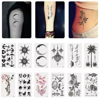 Фантастический цветок животных водонепроницаемый женщины мужчины временные татуировки наклейки боди-арт 30