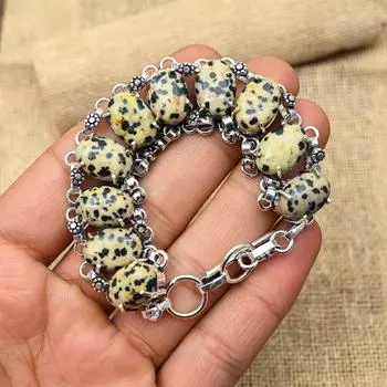 Фантастический далматинский драгоценный камень яшма ручной работы ювелирные изделия из стерлингового серебра 925 пробы удивительный браслет для женщин