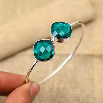 Фантастический драгоценный камень индиколит ручной работы из чистого серебра 925 пробы с регулируемыми манжетами для нее Adjustable синий