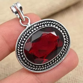 Фантастический гранат драгоценный камень стерлингового серебра 925 пробы ювелирные изделия ручной работы женский кулон 1.77 Inches красный