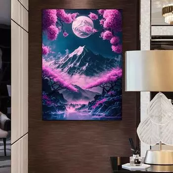 Фантастический японский пейзаж, печать плакатов для гостиной, домашний декор, абстрактная Япония, гора Фудзи, холст, картина, настенная живопись, подарок, без рамки 21*30cm