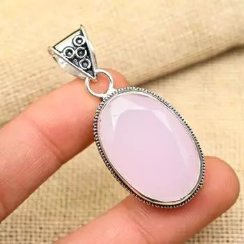 Фантастический розовый халцедон драгоценный камень стерлингового серебра 925 пробы ручной работы прекрасный ювелирный кулон для женщин 2 Inches розовый