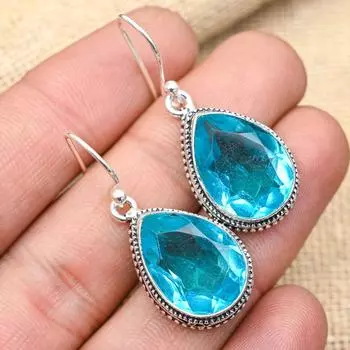 Фантастический синий топаз, драгоценный камень, подвеска ручной работы из стерлингового серебра 925 пробы для женщин 1.60 Inches синий