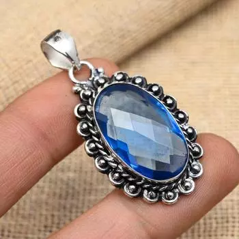 Фантастический танзанит драгоценный камень ручной работы ювелирные изделия из стерлингового серебра 925 пробы прекрасный кулон или женский 1.81 Inches синий