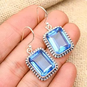 Фантастический танзанит, ювелирные изделия из стерлингового серебра 925 пробы, серьги ручной работы для свадебного подарка 1.60 Inches синий