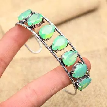 Фантастический зеленый молочный опал, драгоценный камень, ювелирный браслет ручной работы из стерлингового серебра 925 пробы для женщин