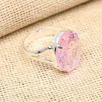 Фантастическое розовое ювелирное кольцо из стерлингового серебра 925 пробы с драгоценным камнем ручной работы для нее