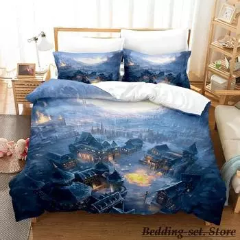 Fantasy City Bedding Set Single Twin Full Queen King Size Bed Set Aldult Kid Bedroom Duvetcover Sets Anime Bed letti 70x133cm 2pcs