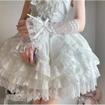 Fantasy Doll Sweet Bows Oversleeve Young Adult Gentle Fairy Lace Lace Lolita Oversleeves Easiest for Match Thin White One size