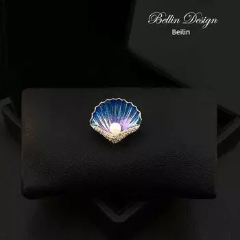 Fantasy Seashell Design Sense Small Brooch Women High-Grade Freshwater Pearl Magnetic Collar Pin Anti-exposure Buckle Accessories 5576 Dream seashells
