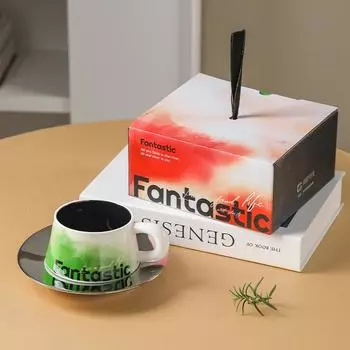 Fantesi High Value Ceramic Coffee Cup Disc Souvenir Gift Couple Christmas Gift Exquisite Ceramic Cup Gift Box 300ml
