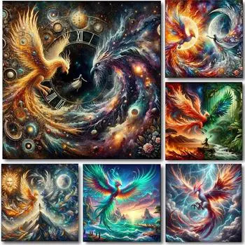 Фэнтези Феникс Плакат Печать Для Гостиной Домашний Декор Абстракция Древняя Мифологическая Светская Птица Картина На Холсте Настенное Искусство 21*30cm No Frame