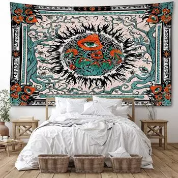 Фэнтези Мандала Гобелен Настенные Цветы и Растения Таинственные Глаза Богемное Колдовство Спальня Домашний Декор 95x73CM