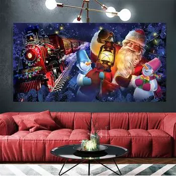 Фэнтези Рождественский поезд Санта-Клауса Алмазная живопись 5D алмазная живопись Снеговик Снежная гора полная дрель вышивка мозаика Q414 Full Round 20x40CM