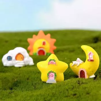 Фэнтези Звездный Дом Звезда Луна Солнце Сказочный Сад Миниатюры Террариумы Фигурка Микропейзаж 4pcs